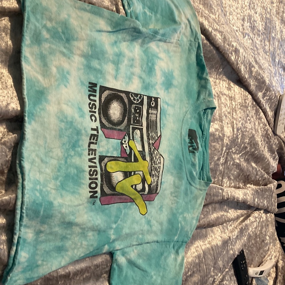 mtv tie dye teal shirt